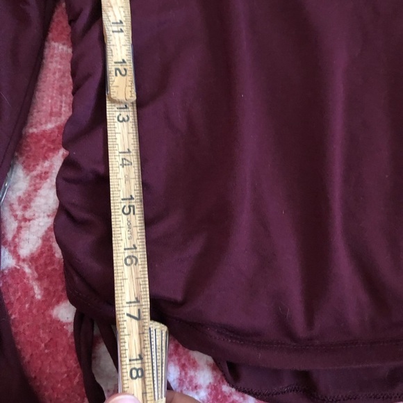 Ambiance burgundy gathered sides long sleeve blouse top Medium - Picture 4 of 6
